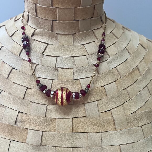 Red and Gold Murano Necklace - Picture 1 of 3